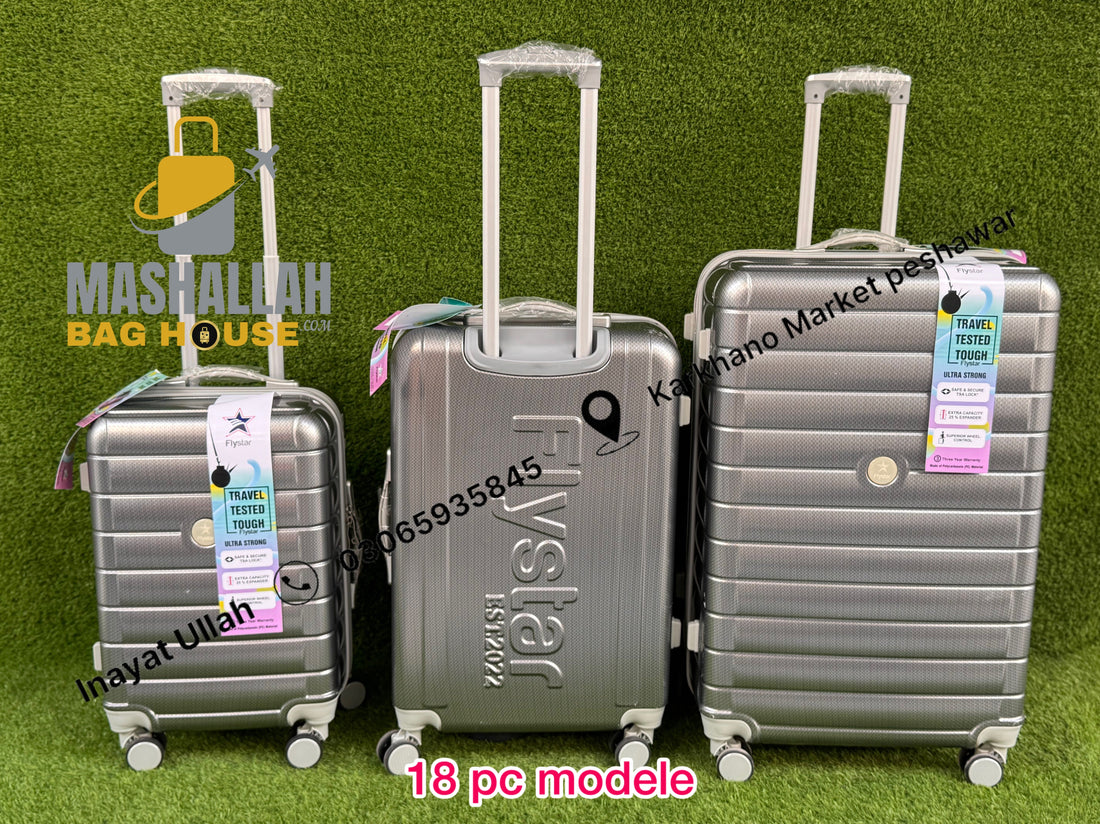 FlyStar Trolley Case 3pics luggage set anti theft zippers Model 18